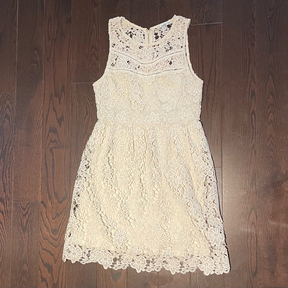 Papaya Embroidered Lace Dress